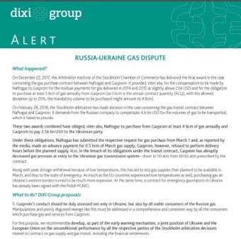 DiXi Group Alert: Russia-Ukraine gas dispute